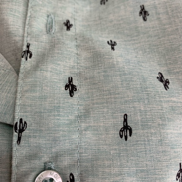 Molokai Surf Co. Men's Short Sleeve Button Down Shirt. SZ LARGE Green/Blk Cactus - Picture 7 of 8